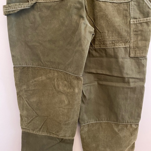 Topshop women’s patchwork denim overalls in khaki cord Size 8 NWT - Picture 6 of 7